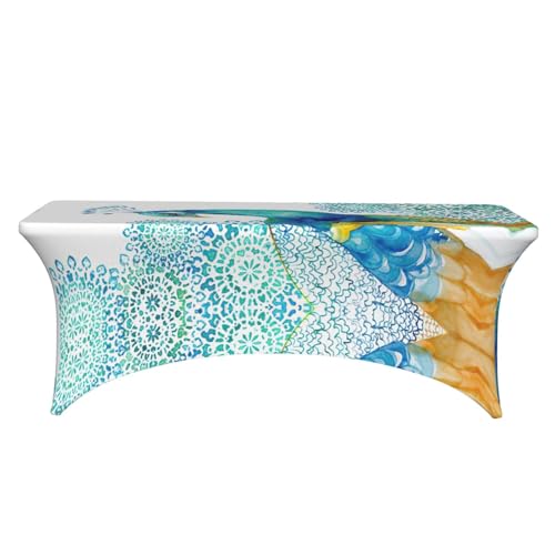 Nappe extensible paon 1,8m en élasthanne pour buffet de fête - 3