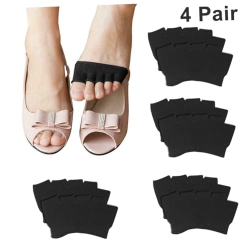 Image of 4 Pairs Peep Toe Socks for Women Five Toe Open Socks No Show Half Socks Breathable Forefoot Support Pads for Yoga Fitness Daily Wear