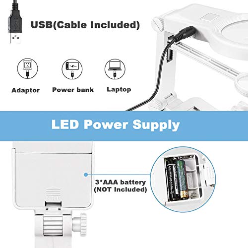 Miniatura 4 de Gudoqi Lupa De Soldadura Multifuncional 3x 4.5x 25x Usb Lupa De Escritorio Iluminada Con Brazadera Y Pinzas De Cocodrilo Soldadura, Ensamblaje, Reparación, Modelado, Manualidades