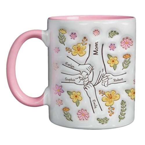 Pawfect House Mothers Day Gifts For Mom Grandma Birthday Gift, 2D Custom Coffee Mug, Mother's Day Mug, You Hold Our Hands Also Our Hearts, Mom Gifts From Daughters Sons, Accent Ceramic Coffee Mugs