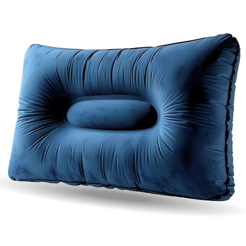 AKH® Inflatable Pillow 42 × 26 cm | Compact Portable Travel & Camping Air Cushion Neck Pillow | Lightweight Inflatable Headrest for Car, Flight & Outdoors