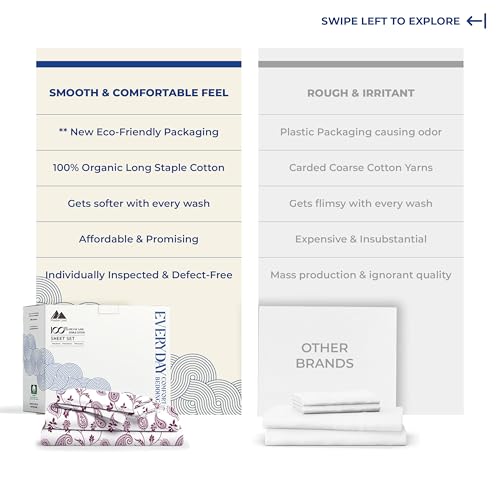 Image of Mayfair Linen 100% Organic Cotton Printed Sheets Queen Size - Percale Weave Cotton Queen Size Sheet Set (4 PC, Paisley), Soft & Crisp, GOTS Certified, Cooling Sheets, 16 inch Deep Pocket
