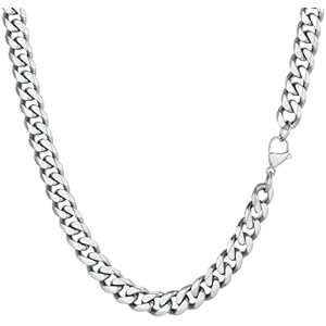 PROSTEEL Herren Halskette Klassische Panzerkette 3/6/9/12mm breit kubanische Gliederkette Herren Hip-Hop Kette Cuban Chain Necklace für Männer Jungen Edelstahl/18k vergoldet 36/46/51/55/61/6