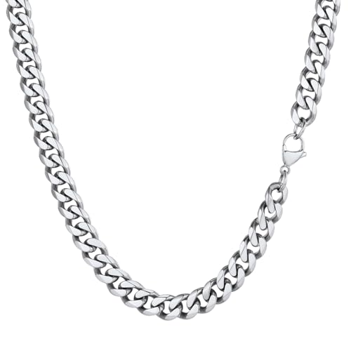PROSTEEL Herren Collier 51cm Edelstahl Panzerkette Halskette Hip Hop Link Chain Necklace 9mm breit kubanische Gliederkette Männer Jungen Modeschmuck Accessoire für Geburtstag