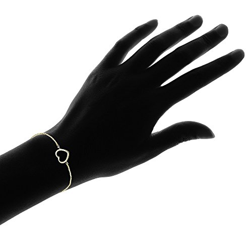 Image of Hoops & Loops Sterling Silver Open Heart Polished Adjustable Bracelet