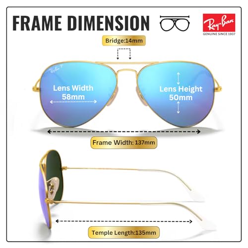 Image of Ray-Ban RB3025 AVIATOR FLASH LENSES Pilot Shaped Sunglasses for Men & Women with Official RAYBAN Eyewear Kit
