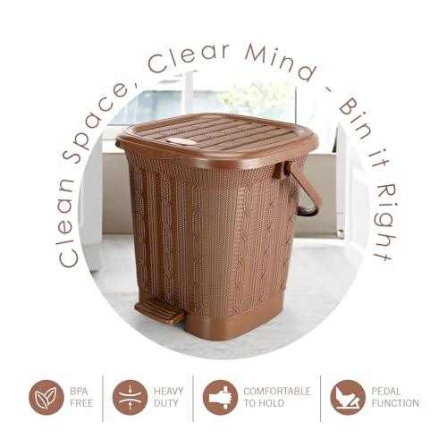 Image of Nayasa Mikado Dustbin without Inner | 8.5 Ltr Litres Waste Bin | Plastic Dustbin for Home, Kitchen, Bathroom & Office | Durable, Easy to Clean, Hygienic & Stylish | Brown