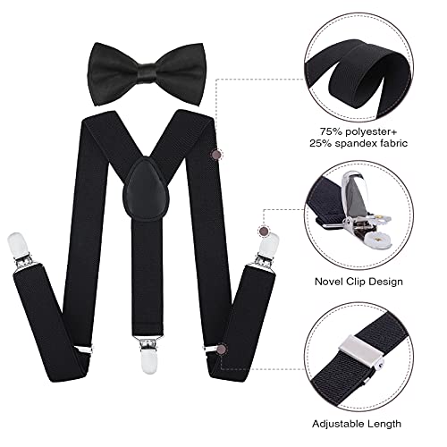 AWAYTR Child Kids Suspenders Bowtie Set - Adjustable Suspender Set for Boys and Girls