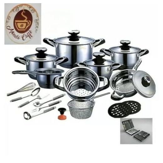 Pannenset 23-delig van roestvrij staal met inductie anti-aanbaklaag A.M.C.