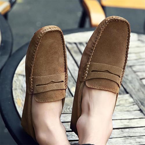 Image of PPXID Men's Dress Loafers Slip On Casual Shoes Lightweight Soft Penny Loafers Suede Driving Boat Shoes Moccasins