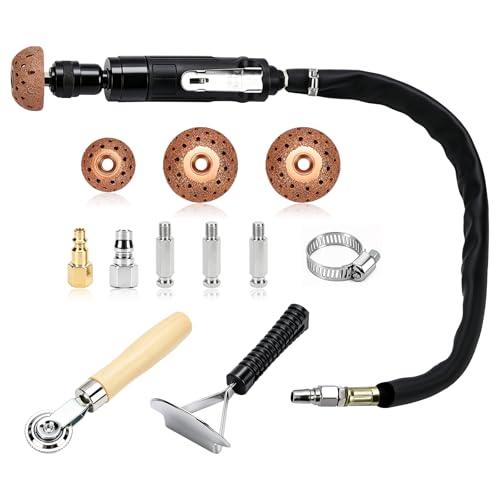 Pneumatic Tire Plug Tools Kit 2500RPM Low Speed Tire Buffer Grinder with Tungsten Steel Grinding Head Tire Scraper Rubber Pressure Roller Tire Patch Kit for Auto Tire Repair and Maintenance