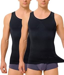 Tailong Herren Shapewear Kompressionsshirt 2er-Pack Schwarz