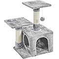 Yaheetech Small Cat Tree Cute Cat Tower Stand Cat Condo with Sisal Scratching Posts Platform Activity Centre Cat Furniture Play House for Indoor Small/Medium Kitten
