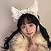 Shurhome Fashionable Sweet Headband Elegant Headpiece Cosplay Props with Plush Ear & Ribbon Bowknot Design for Lady Girls Photography Props