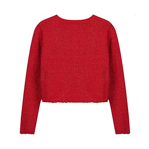 Kids Girls' Bolero Cardigan Shrug Sweater Cute Long Sleeve Sparkle Tops Open Front Knit Shrug,Red,5-6 Years #TOP3