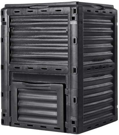 Garden Compost Bin 80 Gal, BPA Free Composter, Large Capacity Outdoor Composting Bin with Top Lid and Bottom Door, Easy Assembling, Lightweight, Fast Creation of Fertile Soil