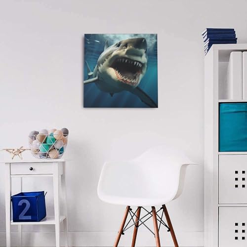 Toile murale requin avec cadre de haute qualité 40cm - 5