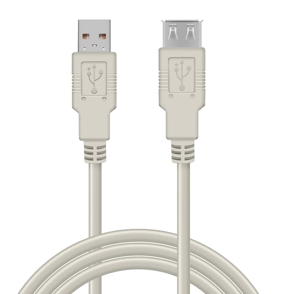 Cable Alargador USB 2.0 Super Speed, Cable Extensor USB Tipo A Macho Hembra, Alta Velocidad 480 Mbit/s para Impresora, Ratón, Teclado, Hub, Pendrive, Mando de PS, HDD, Ordenador, 1.80 Metros