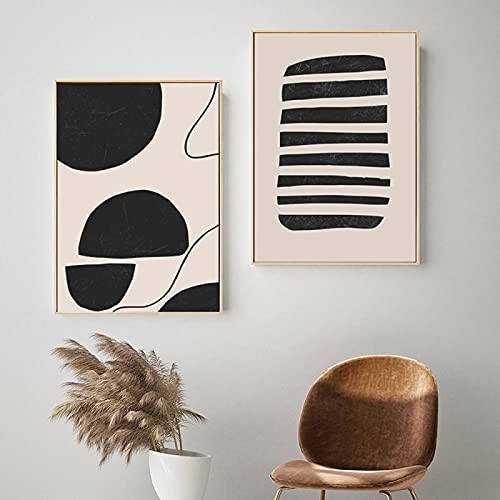 Affiche scandinave noire pour habiller un mur vide, lot de 2 toiles géométriques 50x70