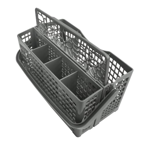 Universal Dishwasher Silverware Cutlery Basket 2 in 1 Detachable Gray Utensil Holder with 7 Compartments Fits Most Full-Size Dishwashers Compatible with Whirlpool KitchenAid Bosch Samsung LG GE