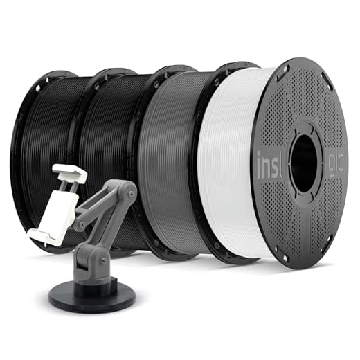 Inslogic ABS Filament 1.75mm, 3D Printer Filament ABS Rapido 1kg×4 Spool, Suitable for Hyper Speed Printing, 3D Printing Filament Fit Most FDM 3D Printers, Black+Black+White+Grey