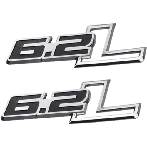 Image of 2pcs 6.2L Badge Emblems Side - 3D Decals Badge Replacement for F-150 Raptor 6.2 L F150 - Chrome