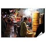 islandburner Premium Poster Lebendiger Hongkong Nachtmarkt 