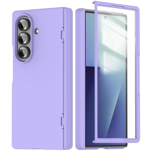 For Samsung Galaxy Z Fold 7�p�q���W�ی�P�[�X�A�X�N���[���v���e�N�^�[�Ɗ��S�ȑϏՌ��ی����������n�[�hPC�J�o�[(Purple)