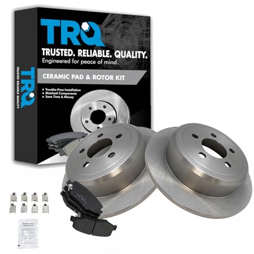 Image of TRQ Rear Brake Pad and Rotor Set Ceramic Solid Rotors