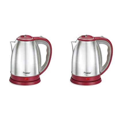 Prestige Stainless Steel 1.5 Litre Kettle 1500-Watts, Red (Pack of 2)