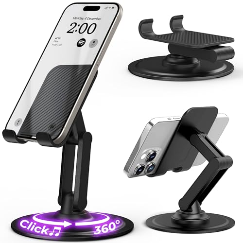 Cooper 360° Stand - Adjustable Mobile Phone Stand for Desk | 360° Click-Rotating Mobile Phone Holder for Desk, Multi-Angle, Non-Slip Metal Base | iPhone Stand Desk, iPhone Accessories (Piano Black) Cooper 360° Stand - Adjustable Mobile Phone Stand for Desk | 360° Click-Rotating Mobile Phone Holder for Desk, Multi-Angle, Non-Slip Metal Base | iPhone Stand Desk, iPhone Accessories (Piano Black)