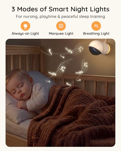 Image of BOIFUN 5.5 inch AI 4MP Baby Monitor Pro Max: App (Wi-FI) and Monitor (No Wi-FI) Control, Upgrade AI Detection (Tummy Sleeping & Face Area), Colorful Night Light, 360 Camera, Motion & Sound Detection