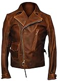 Men's Chris Evans Aviator Distressed Brown Biker Motorcycle Leather Jacket | XXS to 3XL