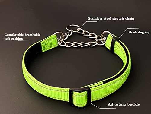 Puroayet Martingale Collar For Dogs Reflective Nylon Dog Training Collars Soft Padded No Pull Adjustable Collars Stainless Steel Chain Collar For Large/Medium/Small Dog (Green,S) #TOP3
