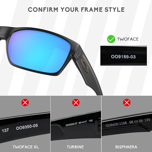 Image of 5 Pairs Polarized Replacement Lenses for Oakley TwoFace OO9189 / TwoFace Asian Fit (AF) OO9256 Sunglasses, Anti-Scratch and Impact Resistant