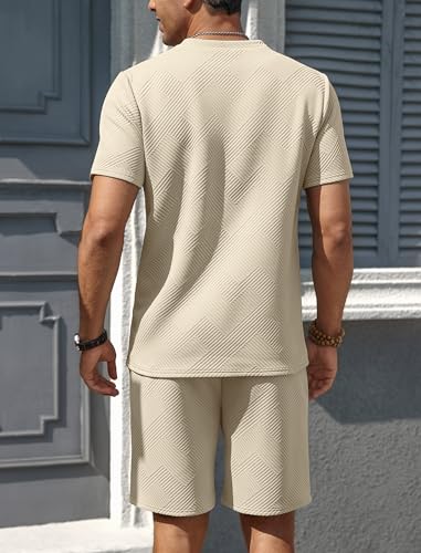 Vssjavun Men's Track Suits 2 Piece Outfits Casual Short Sleeve Shirt and Shorts Set Sweatsuit Summer Tracksuit