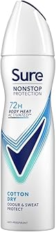 Women Nonstop Protection Cotton Dry Deodorant Body Spray Antiperspirant with body heat activated technology for 72 hour odour and sweat protection 150 ml