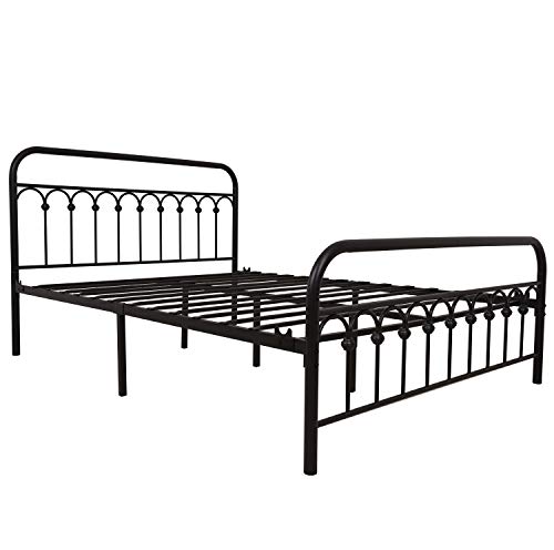 Tuseer Metal Bed Frame Queen Size With Vintage Headboard And Footboard Platform Base Wrought Iron Bed Frame (Queen,Black) #TOP5
