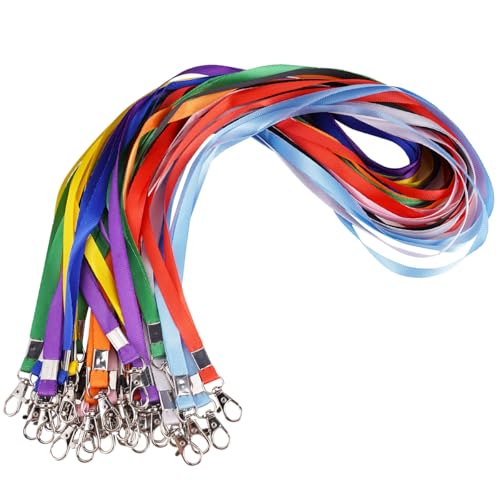 30 Piezas Lanyard con Ganchos Giratorios, 45cm Correa Para Cuello, 10 Colores Cuerda para Llaves, Cuelga Llaves Cuello, Lanyard Llave para Porta Tarjetas Identificativas, Keychain, Tarjeta Autobús