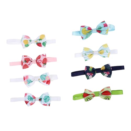 VICASKY ペット用夏用蝶ネクタイ 調節可能な子猫 子犬用 複数柄 フルーツモチーフ 写真撮影やパーティー向け 猫犬両用首輪 8個セット スタイル指定不可