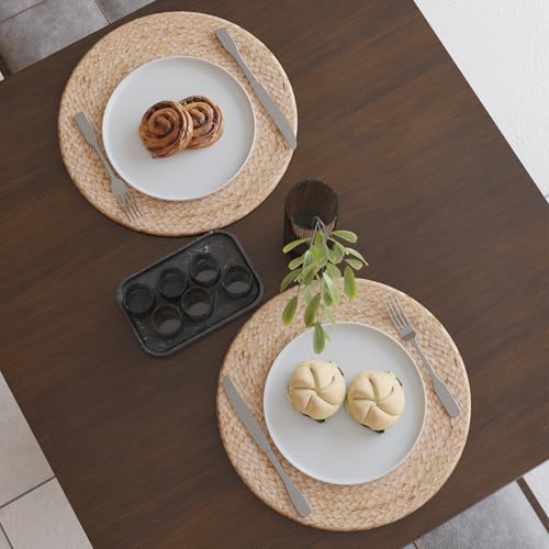 Image of Encasa XO Dining Table Mats Set of 2 | Jute Round Placemat - 32 cm Diameter | Jute Natural Bleach Color | Handmade Style Chargers for Dinner Plates