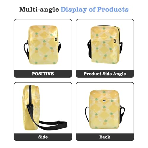 messenger bag for men Shoulder Bag For Woman Cross Body Purse Adjustable Strap for work work - Yellow Glitter Pineapple4