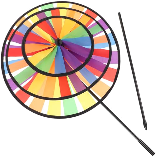 AKOOSY 1pezzi Mulino Vento per Giardino Girandola Arcobaleno Gigante Decorazione Tessuto Esterno Mulini Vento Colorati per Prato e Cortile