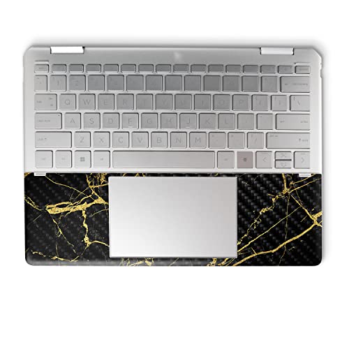 Image of MightySkins Carbon Fiber Skin Compatible with HP Spectre x360 14 inch (2022) Full Wrap Kit - Black Gold Marble | Protective, Durable Textured Carbon Fiber Finish | Easy to Apply | Made in The USA