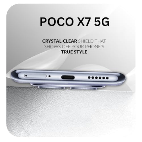 Image of Back Cover Case + Screen Protector for Poco X7 5G | Transparent & Black Mobile Phone Back Case Cover for POCOX7 5G | Camera Protection | Poco X7 5G TPU & PC Black Cover Case