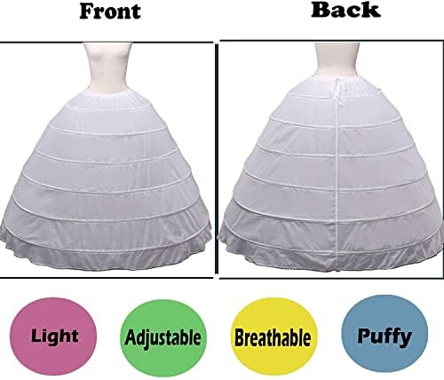 RULTA Women A-Line white Full Length Hoops Crinoline Petticoat Underskirt for Wedding Dress Ball Gown (6 hoops, white)