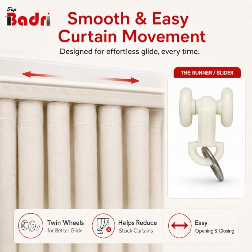 Image of FAPBADRI Jumbo Runners Sliders for M Track Curtain Channel | Heavy Duty Double Wheel Gliders | Color - Ivory | Pack of 50 Pieces