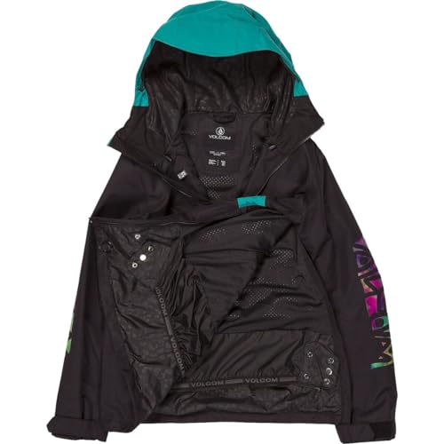 Volcom Jaqueta de esqui feminina padrão Ashfield Anarok Snowboard, preta S4