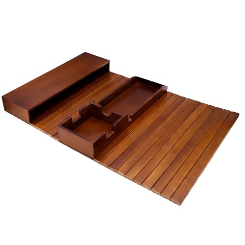 Bandeja para sofá de bambú flexible marrón: tu control remoto siempre a mano 3