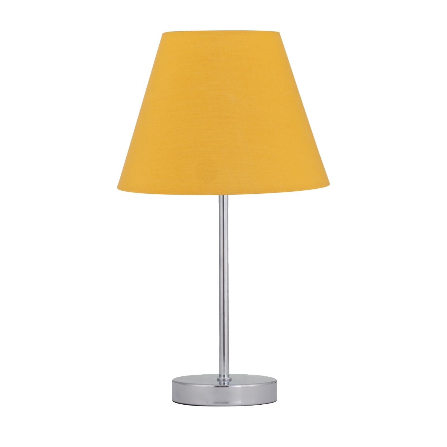 Firstchoicelighting Chrome & Ochre Polished Chrome Table Lamp Or Bedside Light, Modern Design, Ochre Yellow Shade, Height 35Cm, Led Compatible